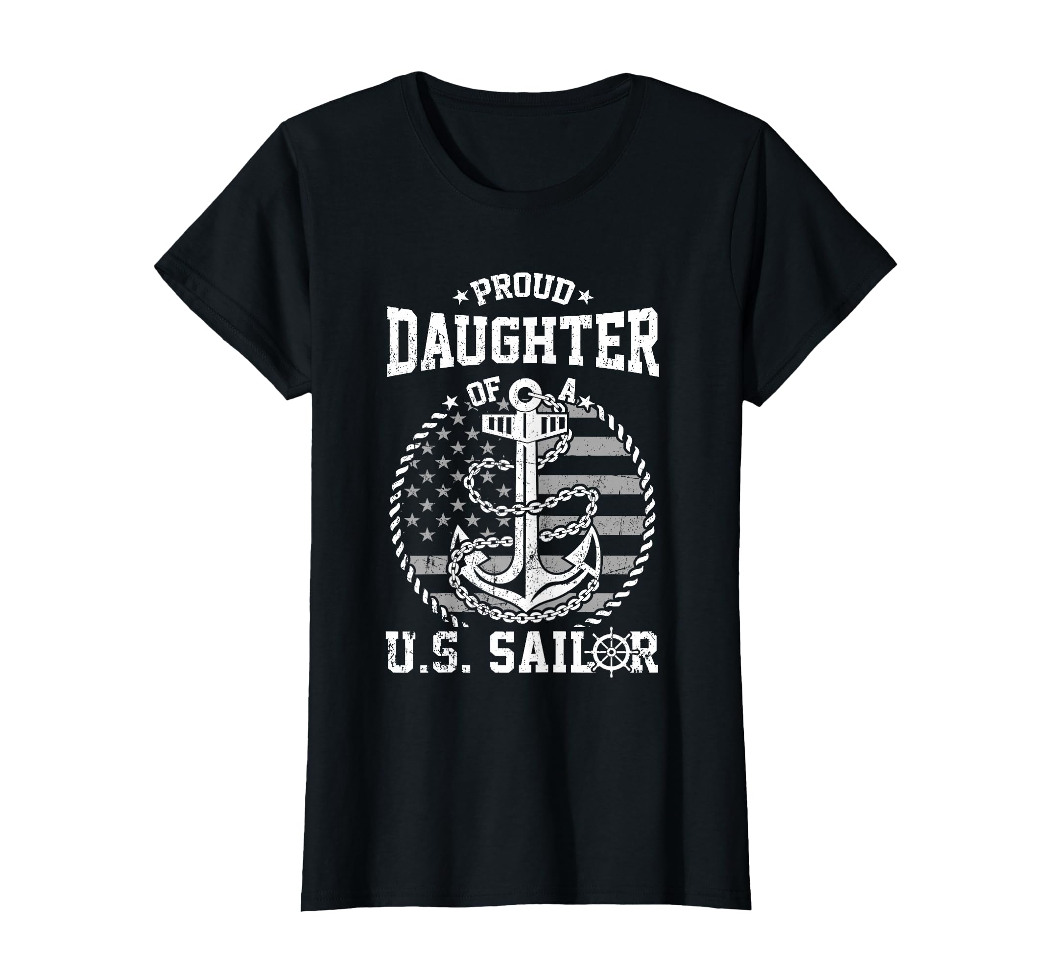 Proud Daughter Us Sailor Anchor Flag T-Shirt - Custom Art Print Men Women - T-Shirt, Sweatshirt, Hoodie