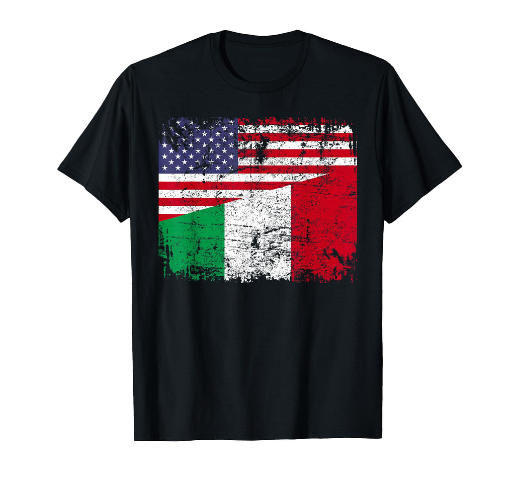 Italian Roots Half American Flag Usa T-Shirt - Streetwear Style Unisex - T-Shirt, Sweatshirt, Hoodie