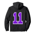 Purple Number 11 Football Baseball Hoodie - Aesthetic Graphic for Adults - T-Shirt, Sweatshirt, Hoodie