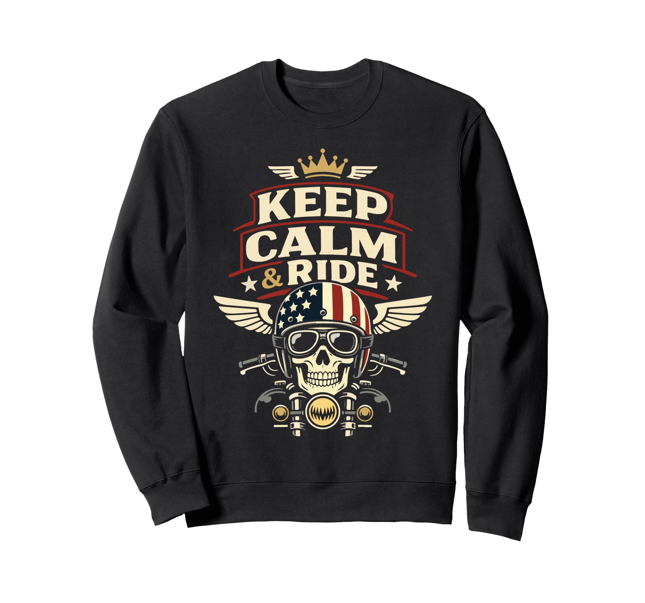 Motorcycle Biker Keep Calm Ride Sweatshirt - Fun Novelty Design Unisex - T-Shirt, Sweatshirt, Hoodie