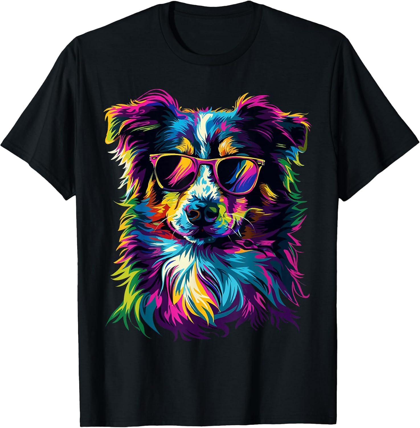 Australian Shepherd Lovers Pop Art Funny - Adult & Kids T-Shirts, Sweatshirts & Hoodies apparel design preview 1