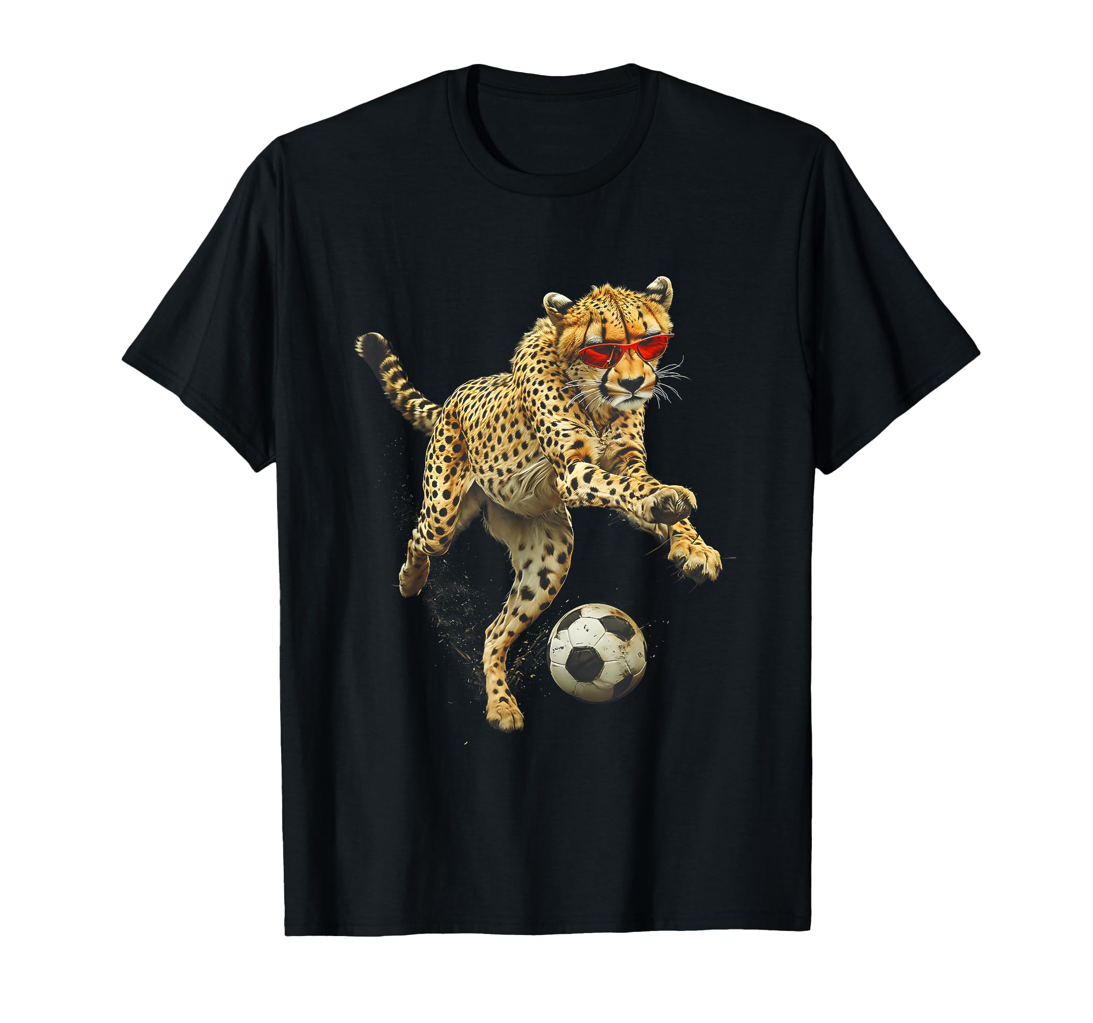 Speed Cheetah Playing Soccer Red T-Shirt - Custom Art Print Men Women - T-Shirt, Sweatshirt, Hoodie