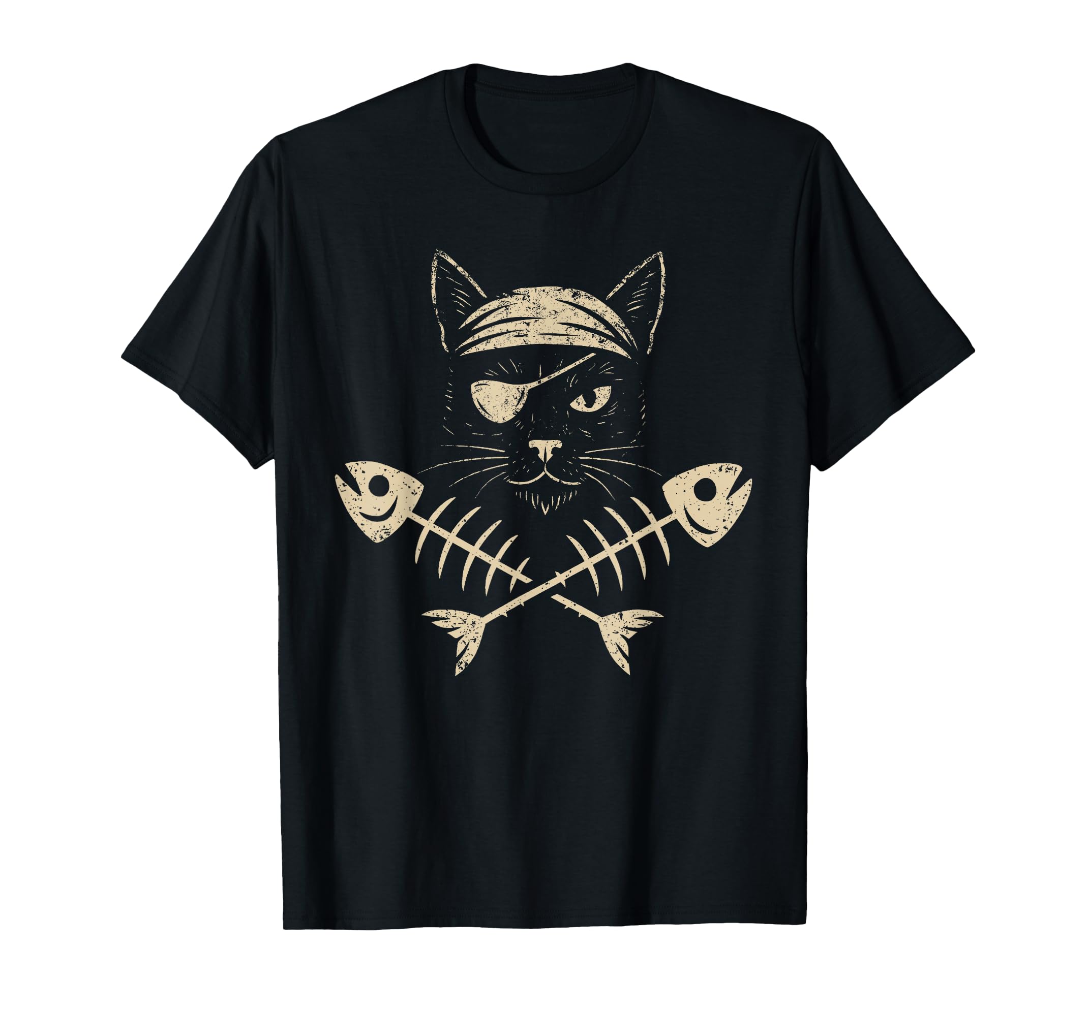 Pirate Black Cat Crossbones Halloween T-Shirt - Unique Graphic for Adults - T-Shirt, Sweatshirt, Hoodie