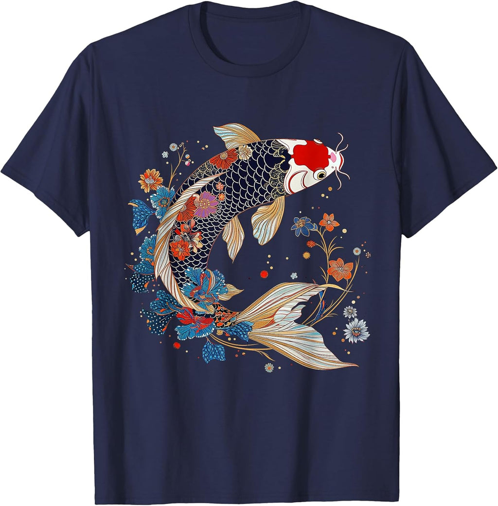 Koi Fish Vintage Flowers Japanese Art Floral Carp - Adult & Kids T-Shirts, Sweatshirts & Hoodies apparel design preview 1