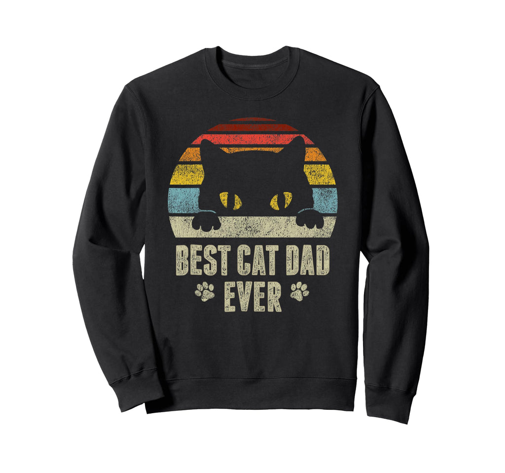Cats Lover Best Cat Dad Ever Sweatshirt - Minimalist Print Men Women - T-Shirt, Sweatshirt, Hoodie