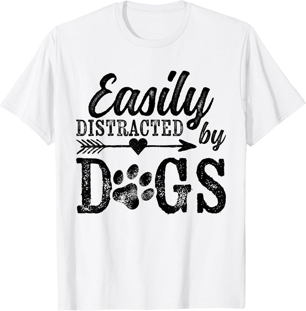 Cute Vintage Easily Distracted By Dogs - Adult & Kids T-Shirts, Sweatshirts & Hoodies apparel design preview 1