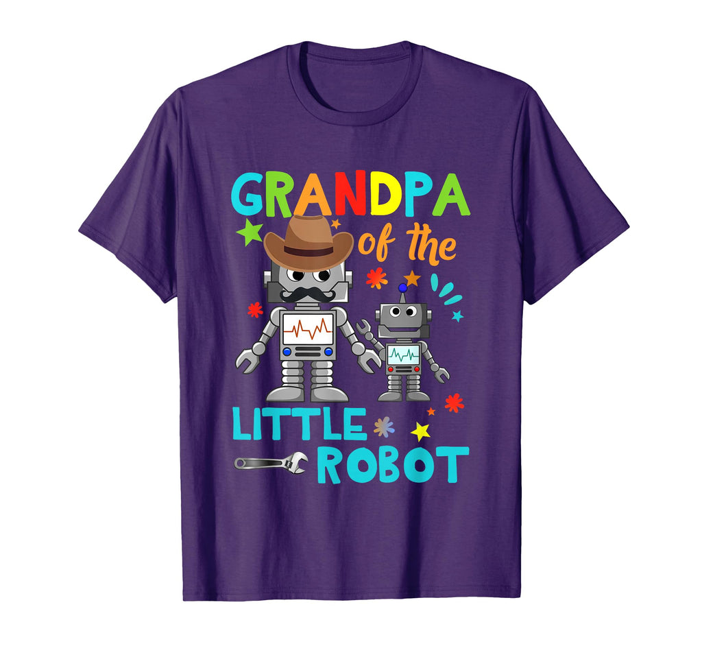 Grandpa Little Robot Birthday T-Shirt - Casual Everyday Wear Men Women - T-Shirt, Sweatshirt, Hoodie