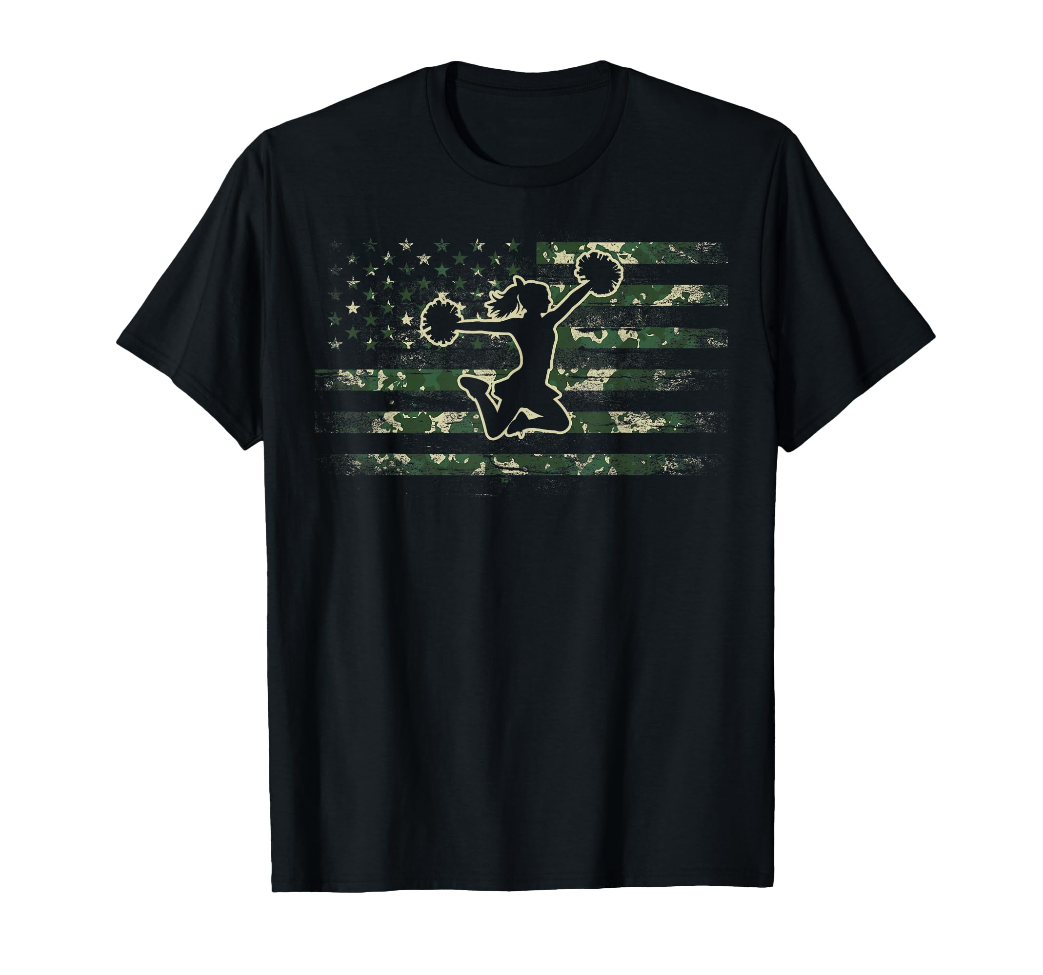 Cheer Dad Camo American Flag Usa T-Shirt - Trendy Graphic for Adults - T-Shirt, Sweatshirt, Hoodie