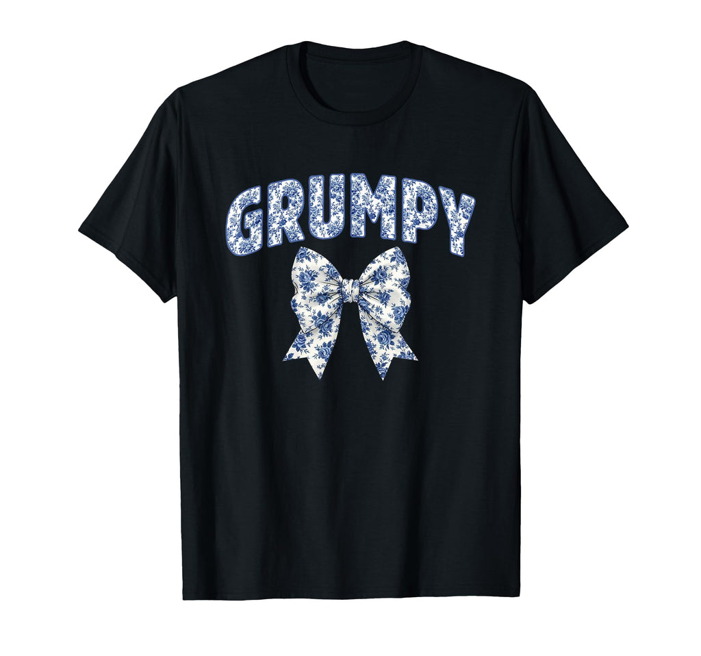 Grumpy Coquette Toile Blue Bow Floral T-Shirt - Minimalist Print Men Women - T-Shirt, Sweatshirt, Hoodie