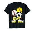 Ball Twin Mom Baseball Softball Soccer T-Shirt - Trendy Graphic for Adults - T-Shirt, Sweatshirt, Hoodie