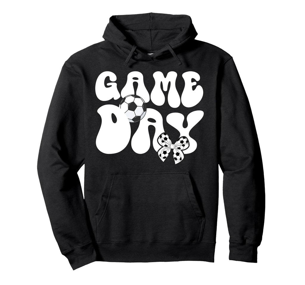 Groovy Soccer Game Day Bow Game Day Hoodie - Fun Novelty Design Unisex - T-Shirt, Sweatshirt, Hoodie