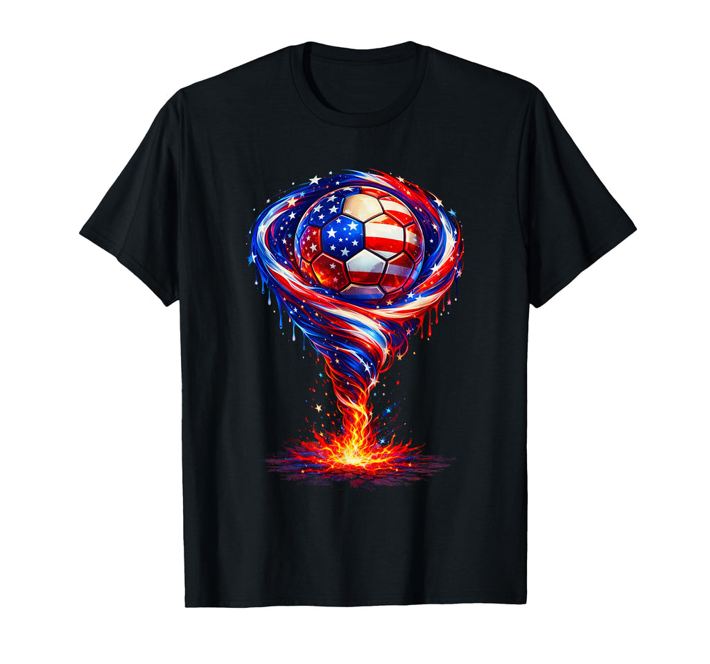 Soccer Tornado Patriotic Soccer Ball T-Shirt - Novelty Apparel Unisex - T-Shirt, Sweatshirt, Hoodie