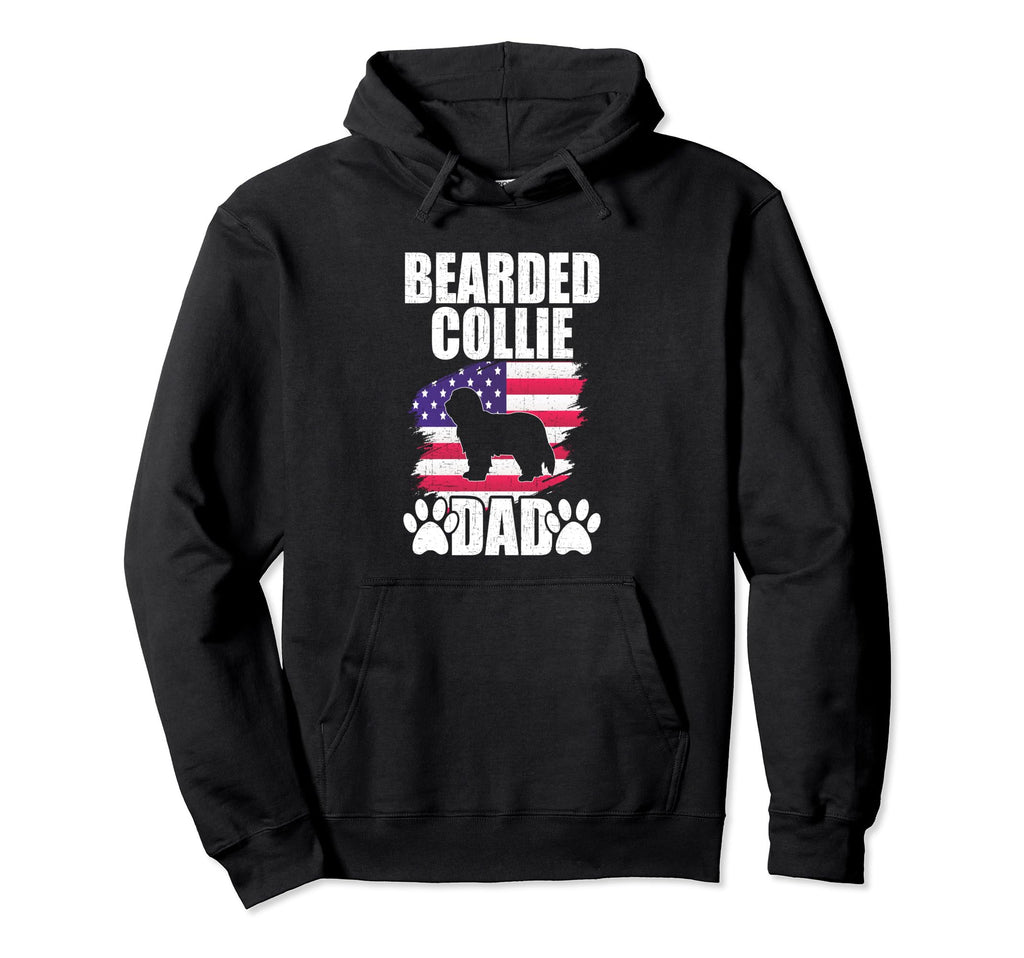 Bearded Collie Dad Dog Lover American Us Hoodie - Unique Graphic Men Women - T-Shirt, Sweatshirt, Hoodie
