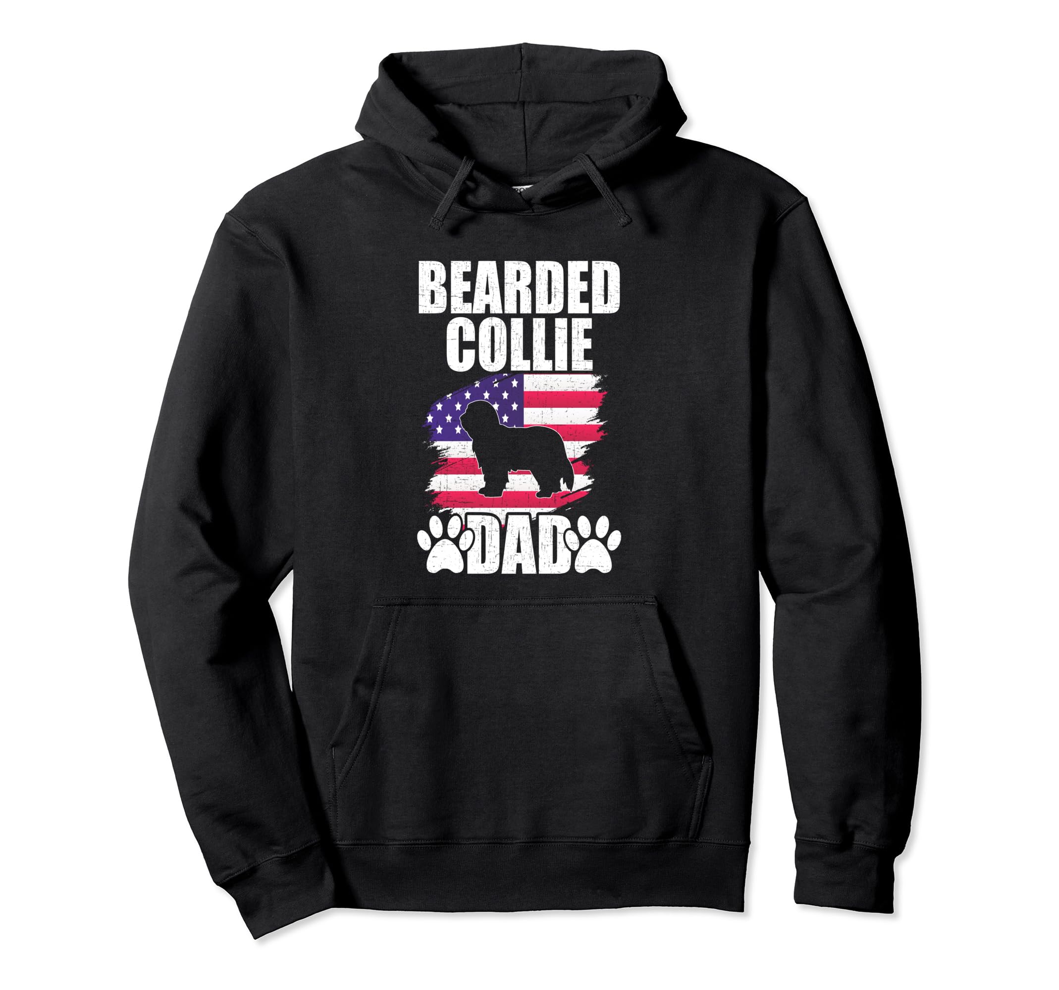 Bearded Collie Dad Dog Lover American Us Hoodie - Unique Graphic Men Women - T-Shirt, Sweatshirt, Hoodie