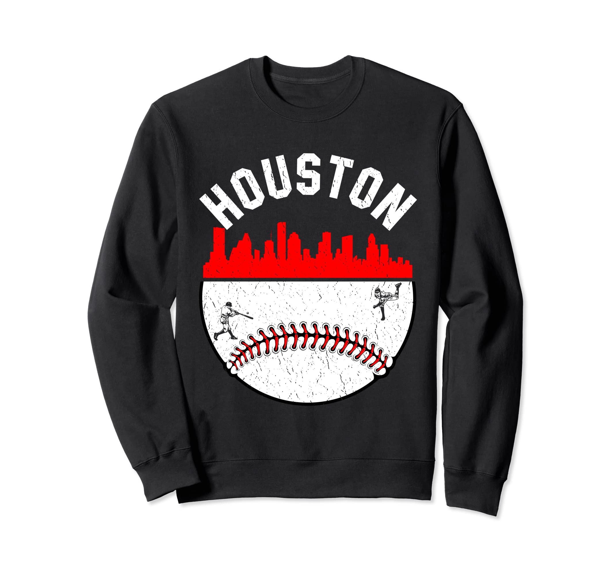 Houston Cityscape Baseball Sweatshirt - Casual Everyday Wear Men Women - T-Shirt, Sweatshirt, Hoodie