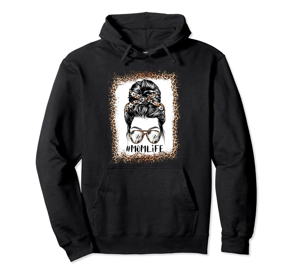 Messy Bun Soccer Mom Leopard Family Hoodie - Aesthetic Graphic Men Women - T-Shirt, Sweatshirt, Hoodie
