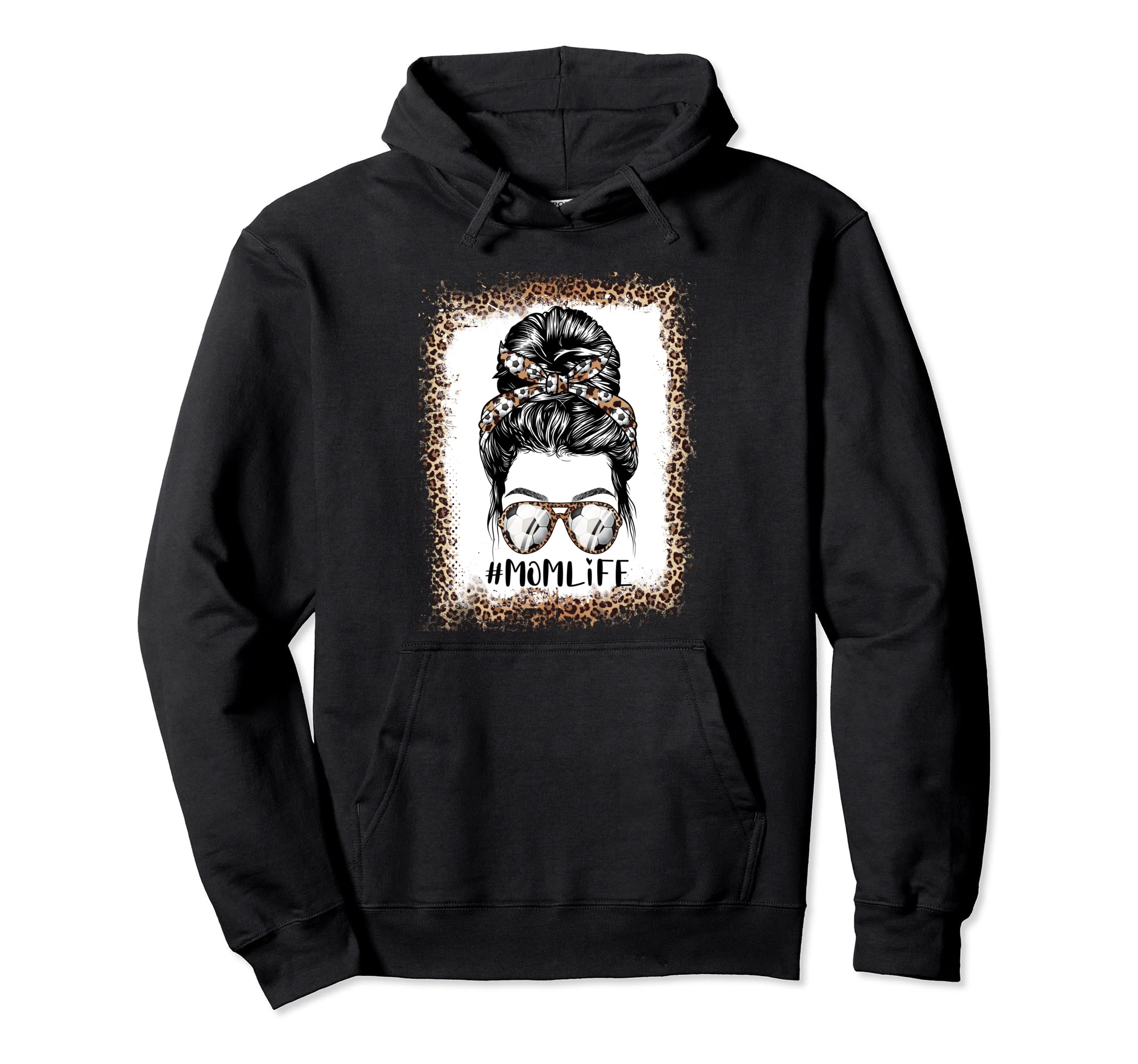 Messy Bun Soccer Mom Leopard Family Hoodie - Aesthetic Graphic Men Women - T-Shirt, Sweatshirt, Hoodie