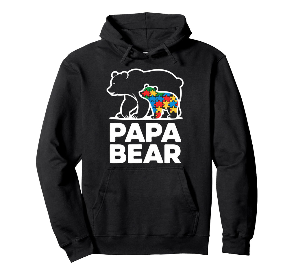 Autism Dad Papa Bear Autistic Child Hoodie - Fun Novelty Design Men Women - T-Shirt, Sweatshirt, Hoodie