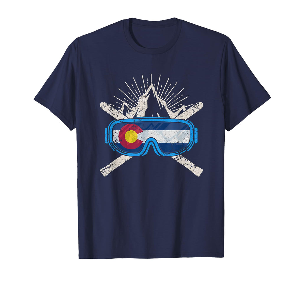 Colorado Flag Ski Skiing Vacation T-Shirt - Fun Novelty Design Men Women - T-Shirt, Sweatshirt, Hoodie
