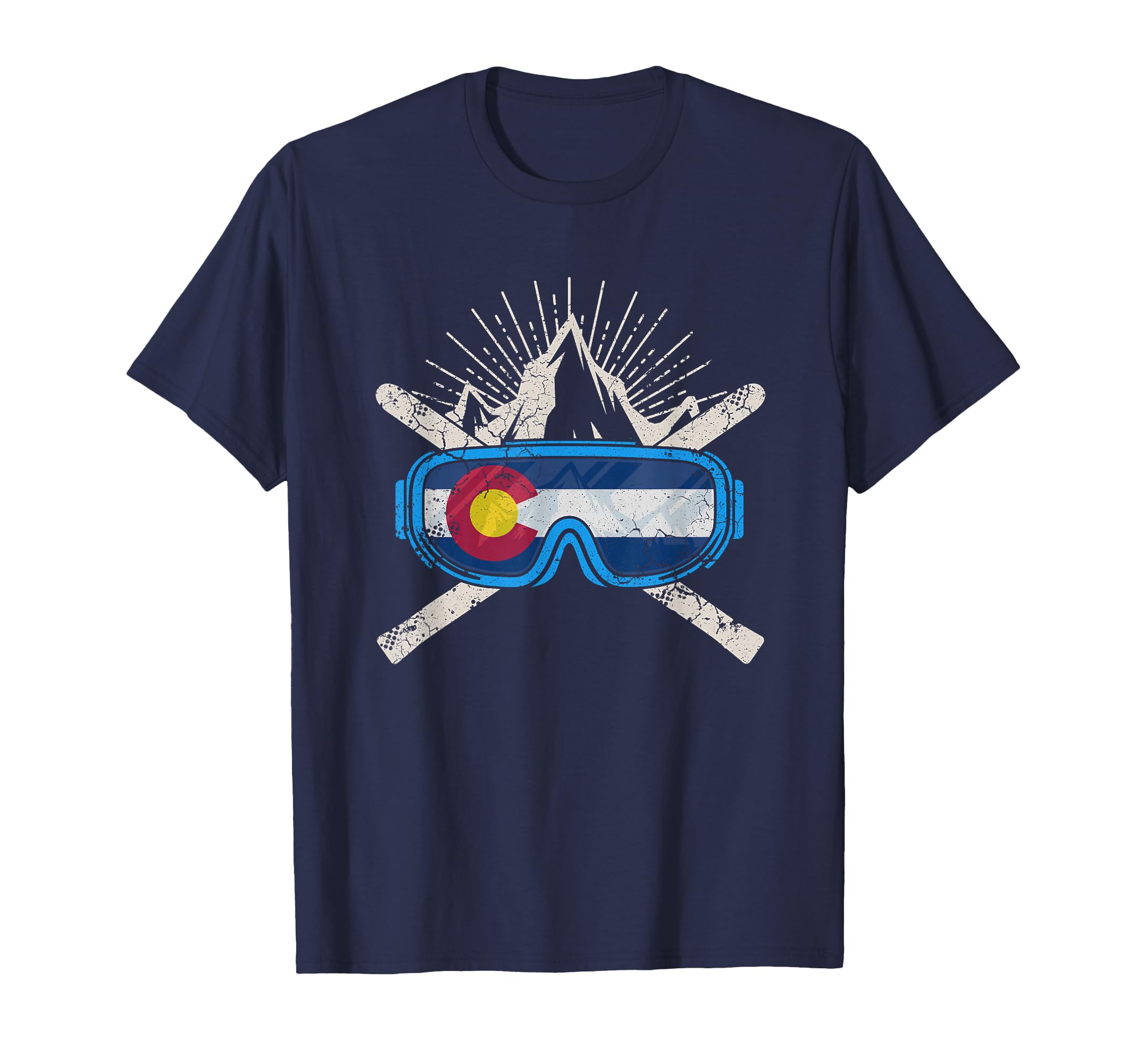 Colorado Flag Ski Skiing Vacation T-Shirt - Fun Novelty Design Men Women - T-Shirt, Sweatshirt, Hoodie