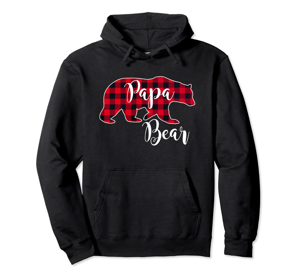 Papa Bear Black Red Buffalo Check Hoodie - Custom Art Print Men Women - T-Shirt, Sweatshirt, Hoodie