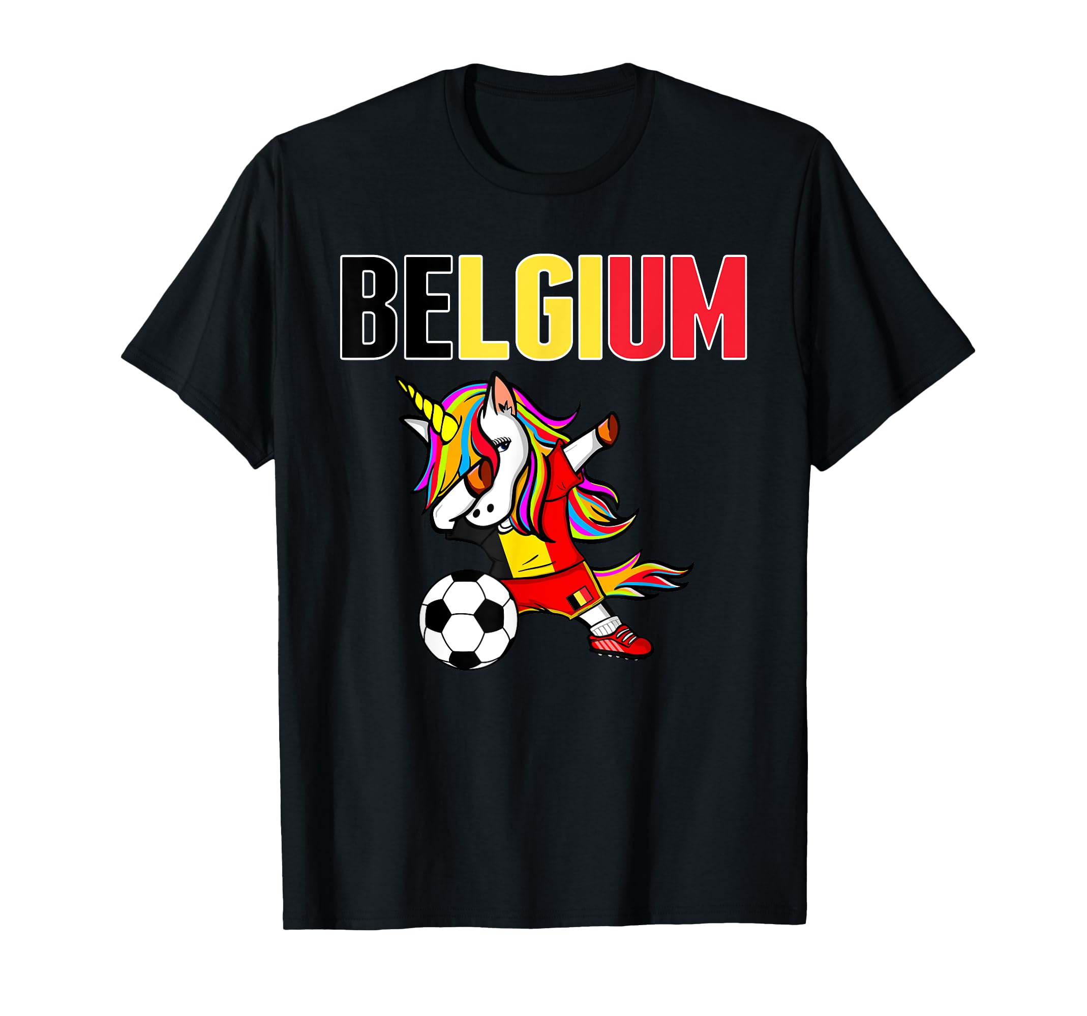 Dabbing Unicorn Belgium Soccer Fans T-Shirt - Minimalist Print Men Women - T-Shirt, Sweatshirt, Hoodie