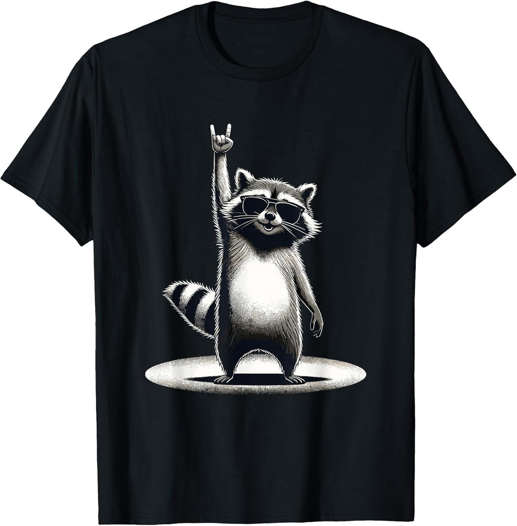 Retro Raccoon Rock Music Gift Men Kids Women Funny - Adult & Kids T-Shirts, Sweatshirts & Hoodies apparel design preview 1