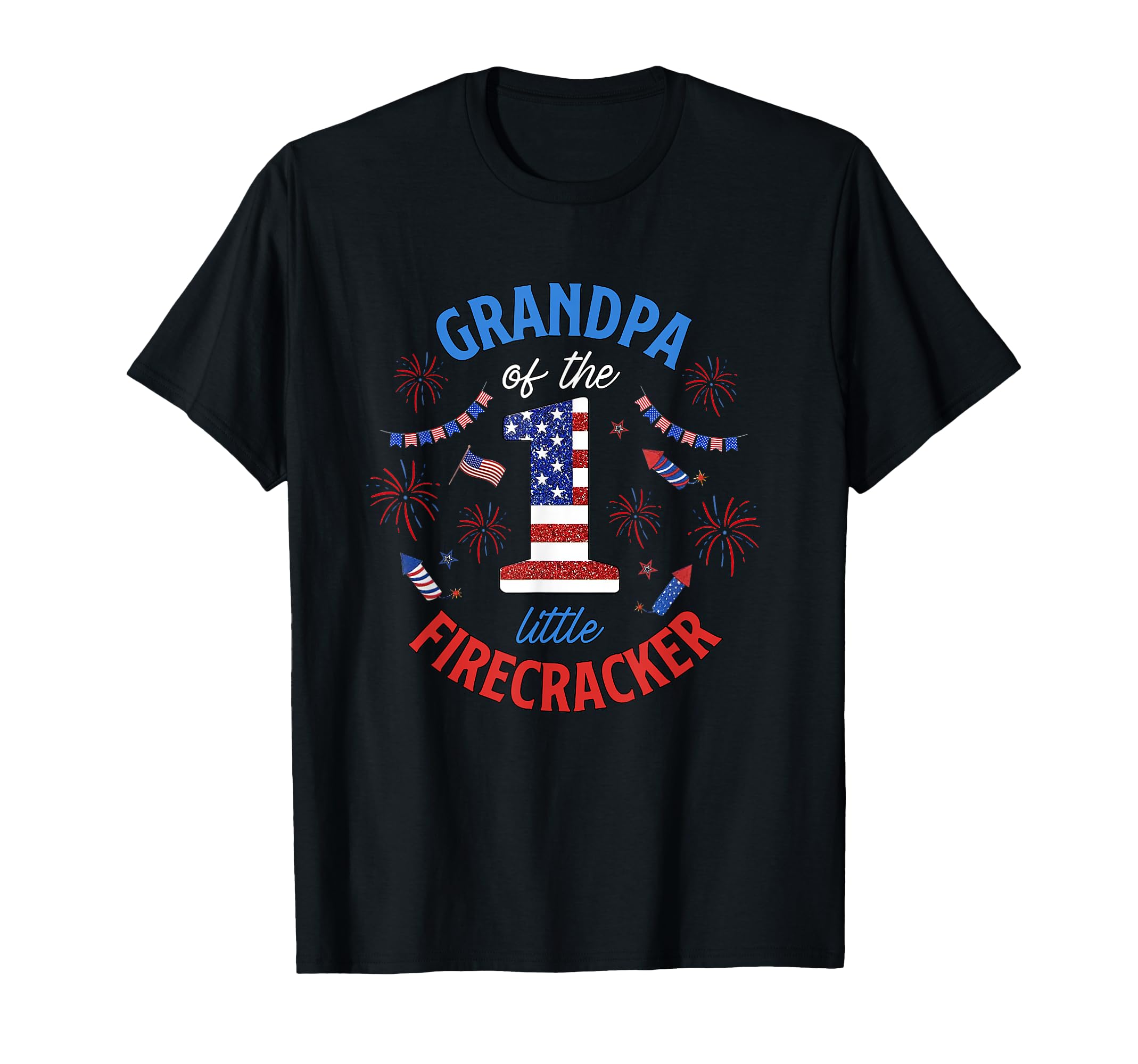 Grandpa Little Firecracker 4Th July T-Shirt - Novelty Apparel for Adults - T-Shirt, Sweatshirt, Hoodie