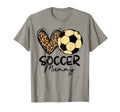 Soccer Mammy Heart Leopard Matching T-Shirt - Minimalist Print for Adults - T-Shirt, Sweatshirt, Hoodie