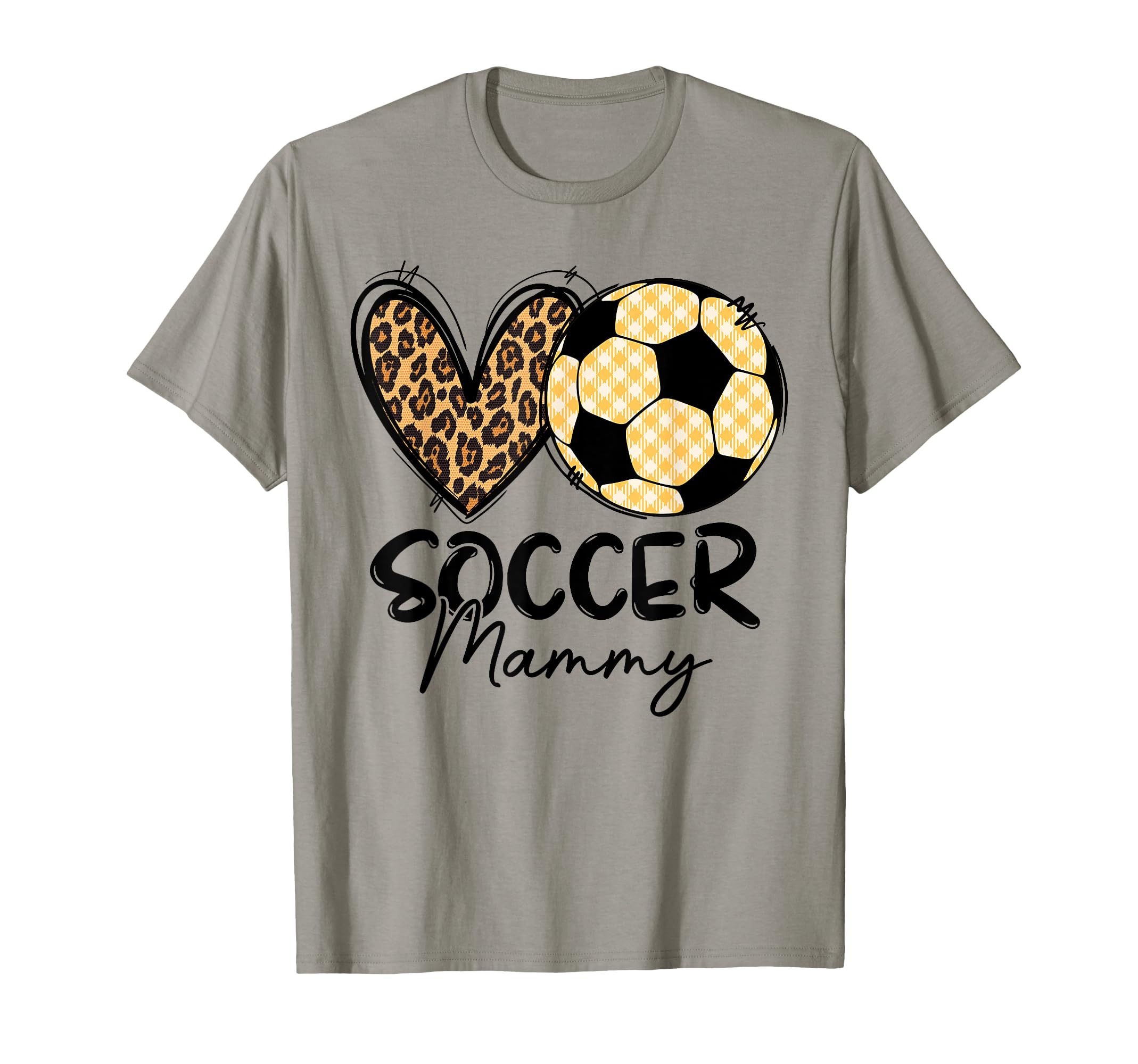 Soccer Mammy Heart Leopard Matching T-Shirt - Minimalist Print for Adults - T-Shirt, Sweatshirt, Hoodie