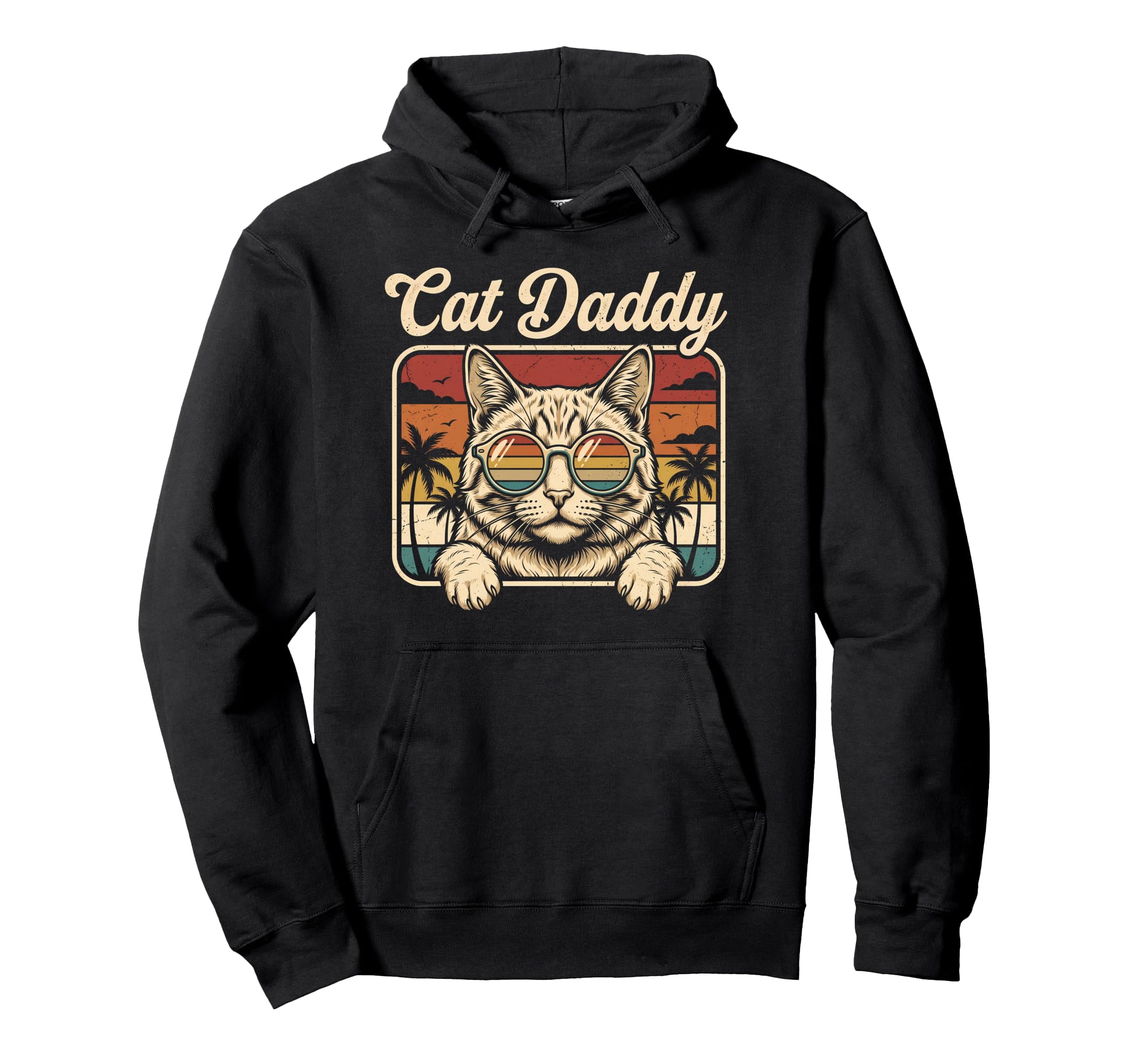 Cat Daddy Sunglasses Cat Dad Papa Hoodie - Novelty Apparel for Adults - T-Shirt, Sweatshirt, Hoodie