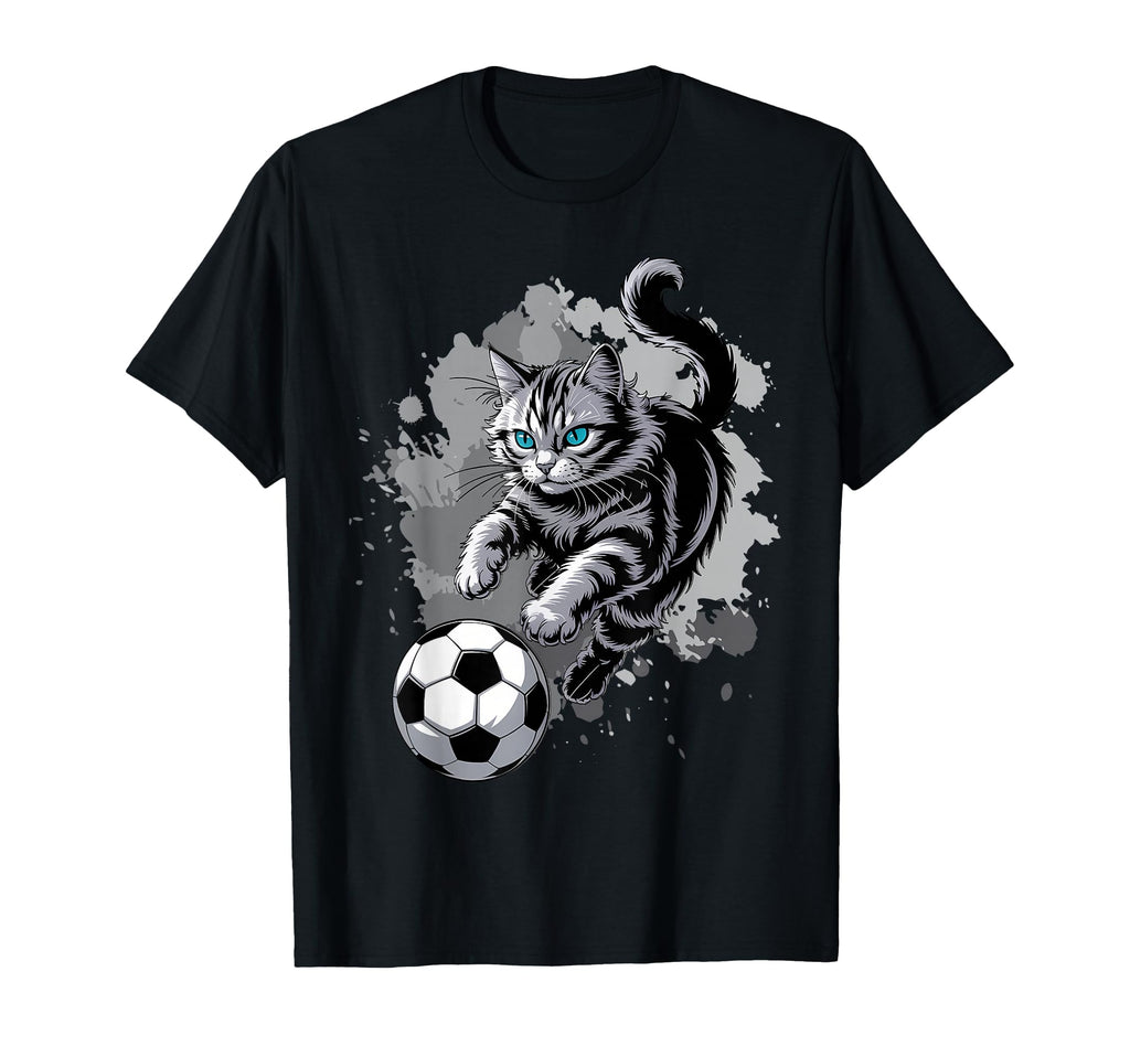 Cat Playing Soccer T-Shirt - Casual Everyday Wear Unisex - T-Shirt, Sweatshirt, Hoodie