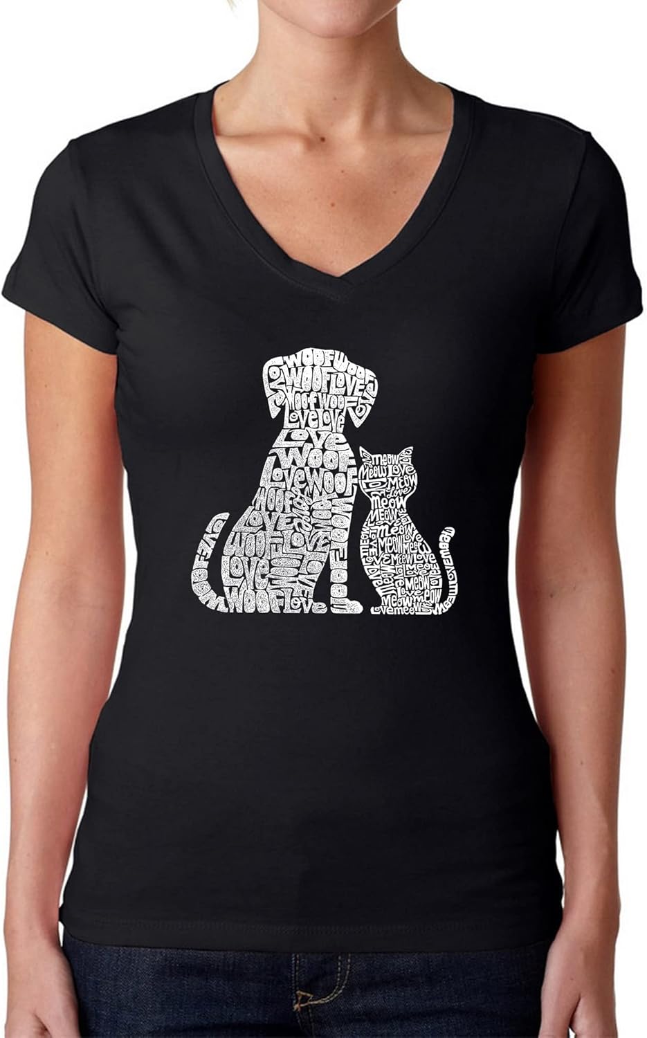 Women's Word Art V-Neck Dog Cat - Adult & Kids T-Shirts, Sweatshirts & Hoodies apparel design preview 1