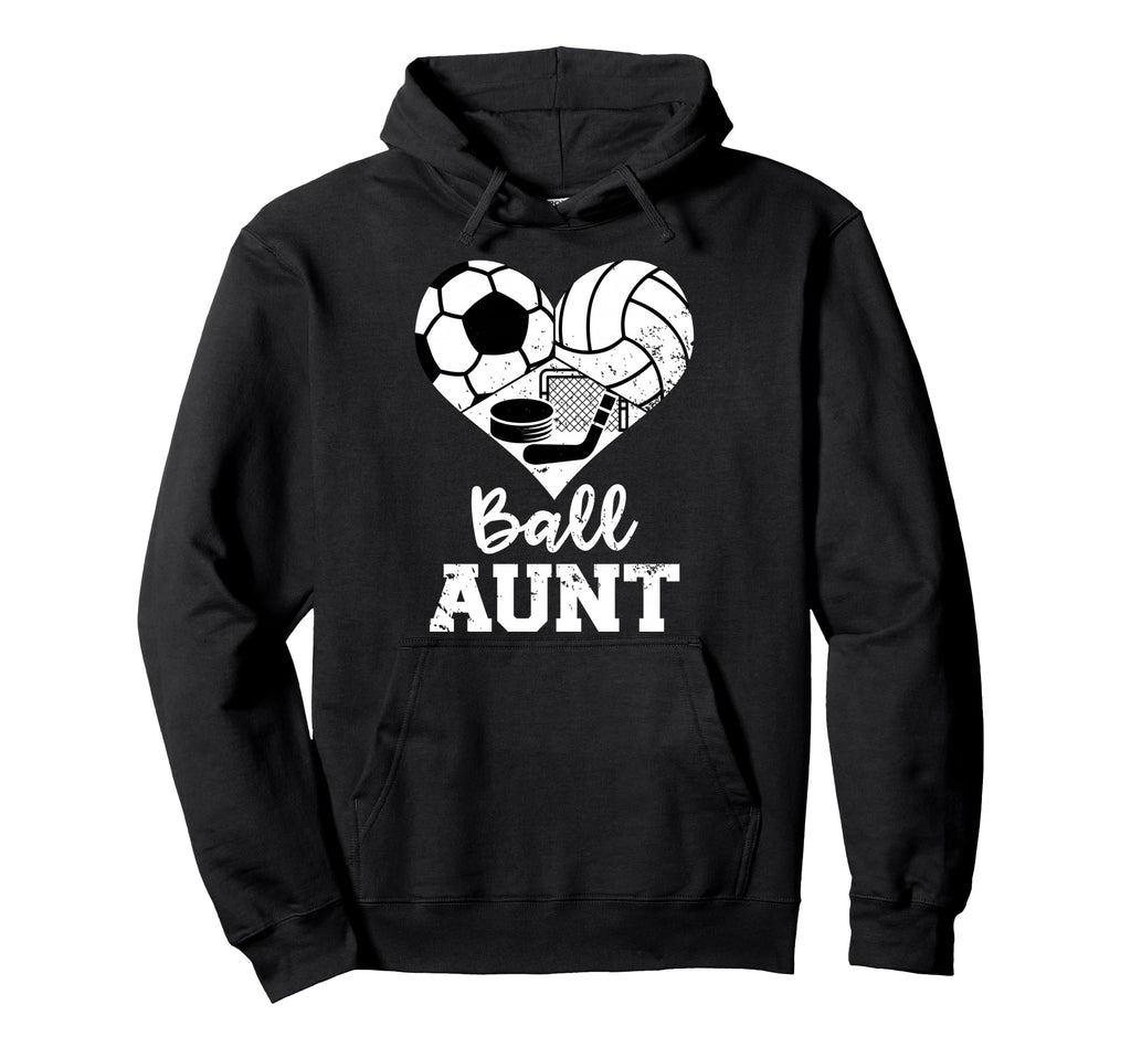 Ball Aunt Heart Funny Soccer Hoodie - Casual Everyday Wear for Adults - T-Shirt, Sweatshirt, Hoodie