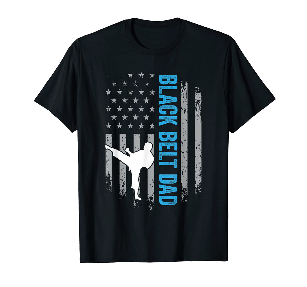 Black Belt Dad Karate American Flag T-Shirt - Novelty Apparel Men Women - T-Shirt, Sweatshirt, Hoodie