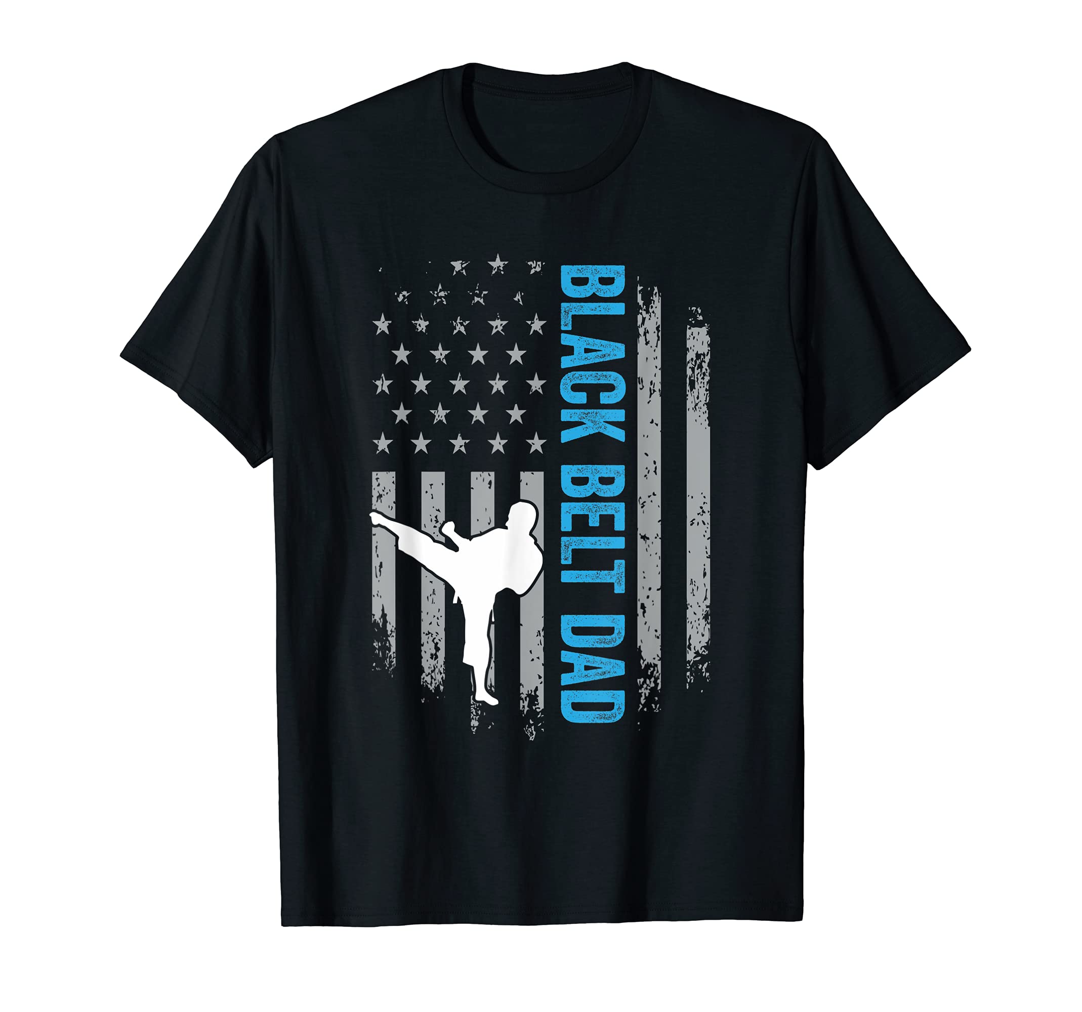 Black Belt Dad Karate American Flag T-Shirt - Novelty Apparel Men Women - T-Shirt, Sweatshirt, Hoodie