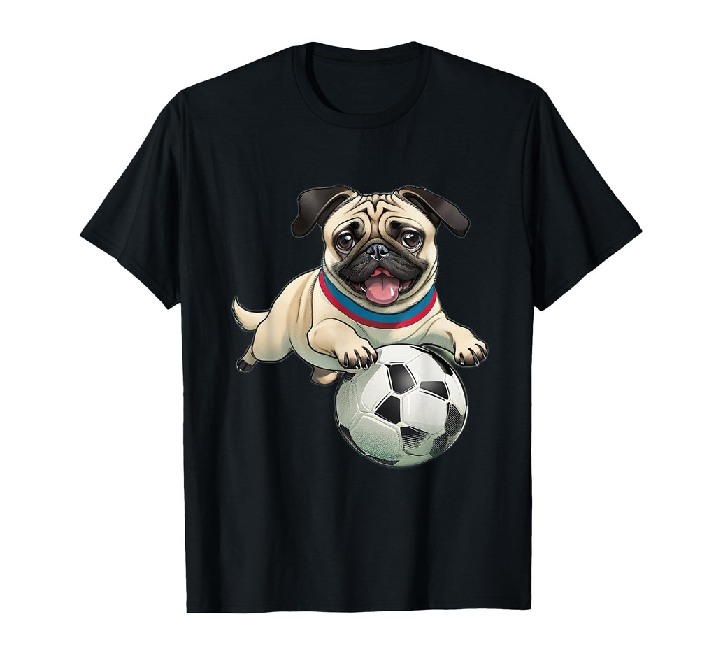 Pug Playing Soccer Pug Soccer Player T-Shirt - Trendy Graphic Unisex - T-Shirt, Sweatshirt, Hoodie