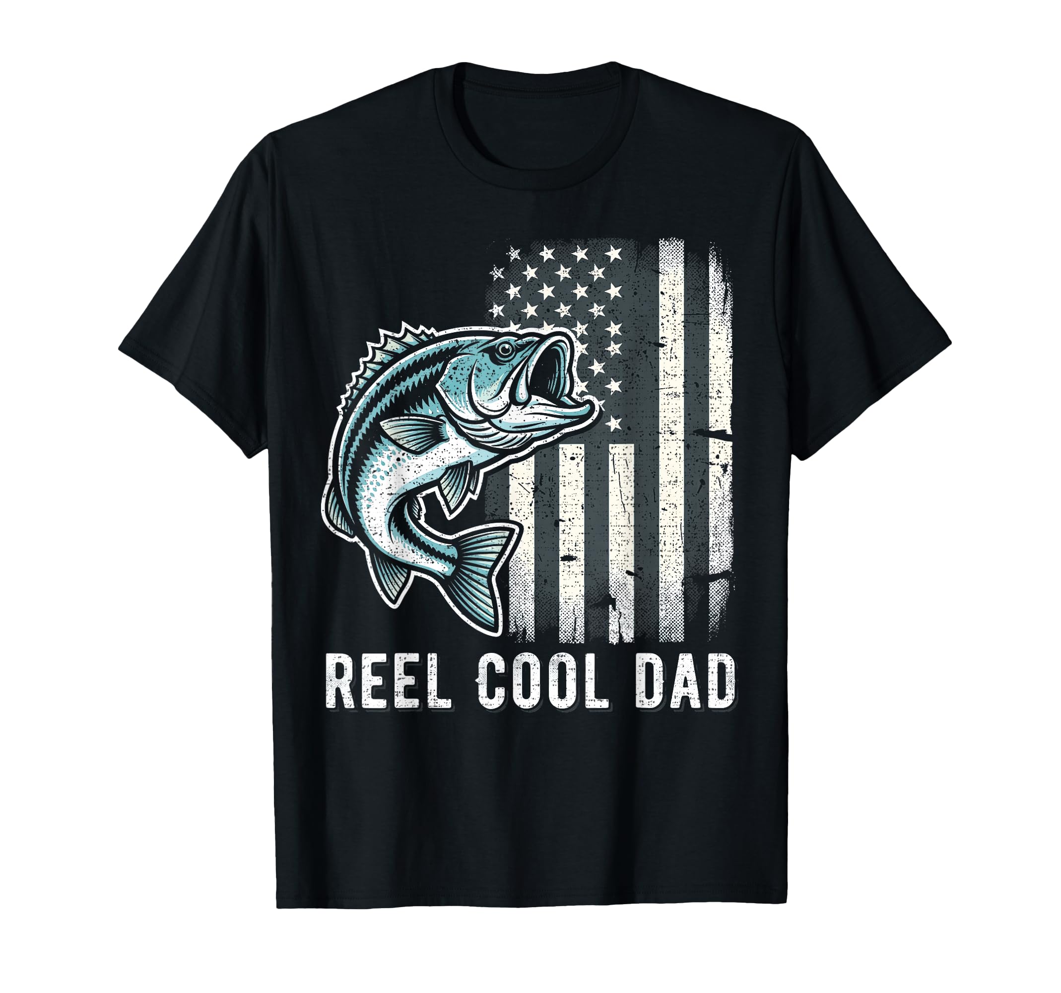 Reel Dad Fishing Bass American Flag T-Shirt - Unique Graphic Men Women - T-Shirt, Sweatshirt, Hoodie