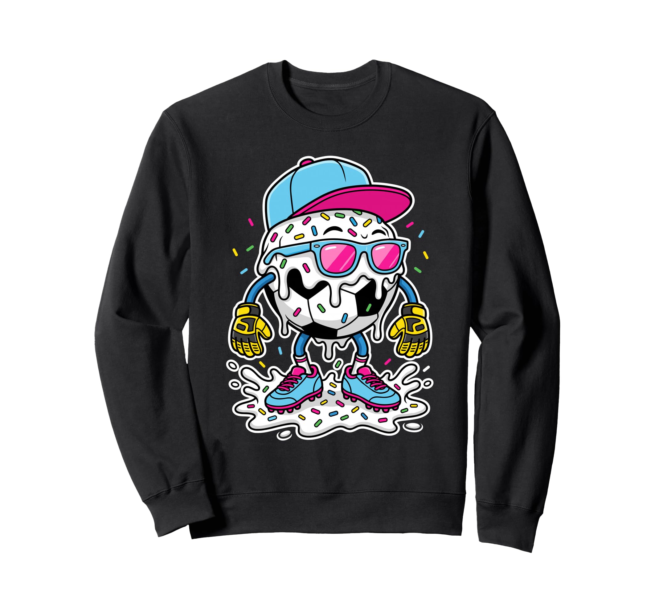 Soccer Ball Melting Ice Cream Sweatshirt - Aesthetic Graphic Men Women - T-Shirt, Sweatshirt, Hoodie