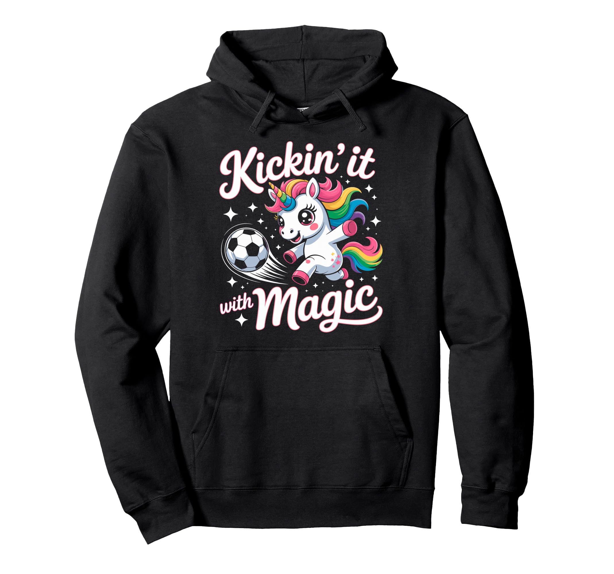 Unicorn Soccer Goalie Player Kickin It Hoodie - Minimalist Print Men Women - T-Shirt, Sweatshirt, Hoodie