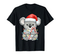 Koala Lights Santa Hat Snow Holiday T-Shirt - Novelty Apparel Unisex - T-Shirt, Sweatshirt, Hoodie
