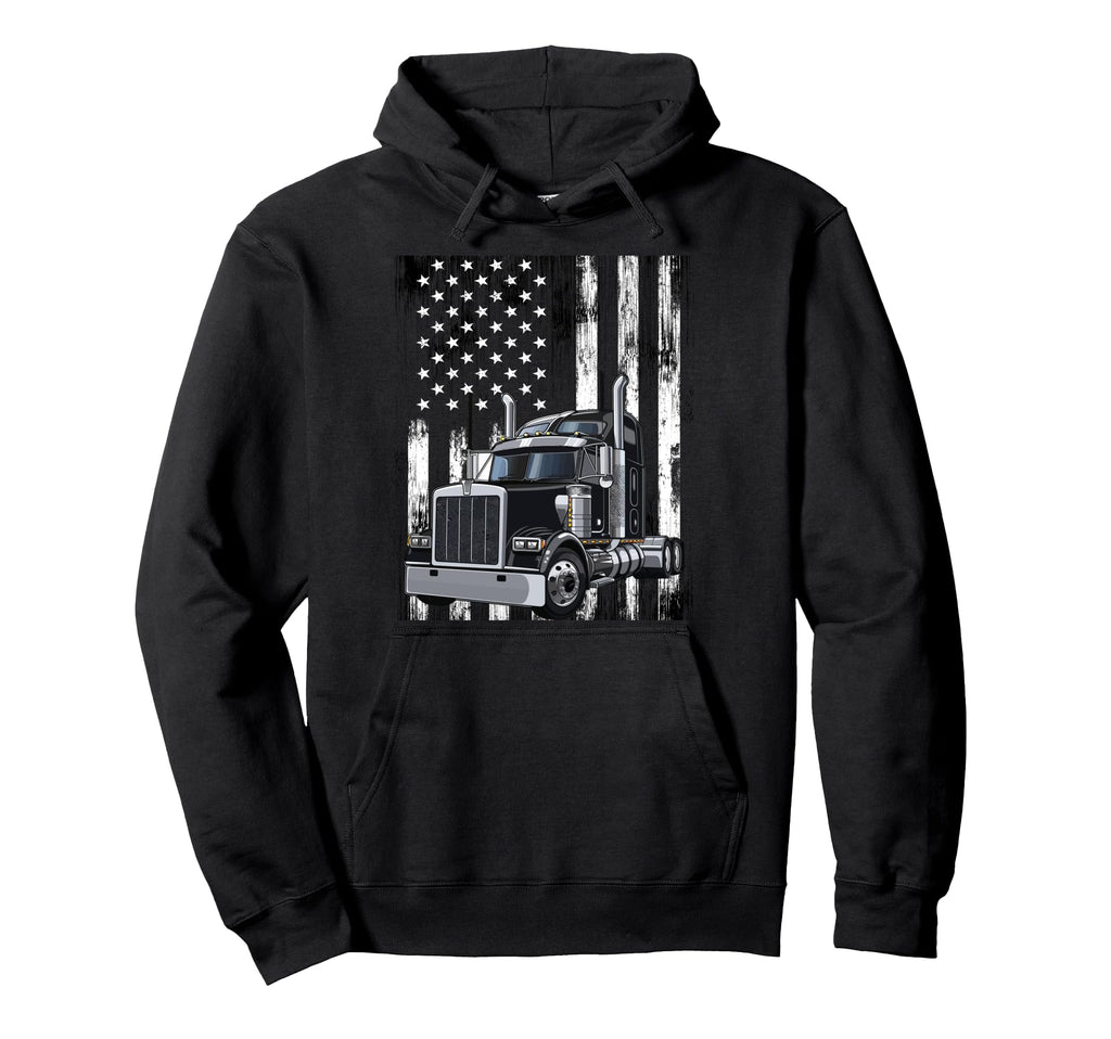 Usa Flag Trucker Grandpa Dad Truck Driver Hoodie - Trendy Graphic Unisex - T-Shirt, Sweatshirt, Hoodie