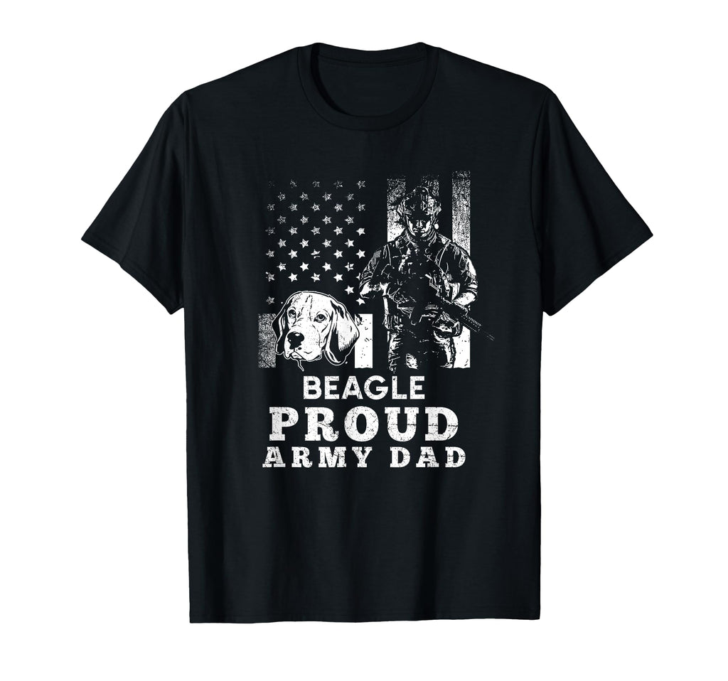 Beagle Dog Proud Army Dad American T-Shirt - Fun Novelty Design Unisex - T-Shirt, Sweatshirt, Hoodie