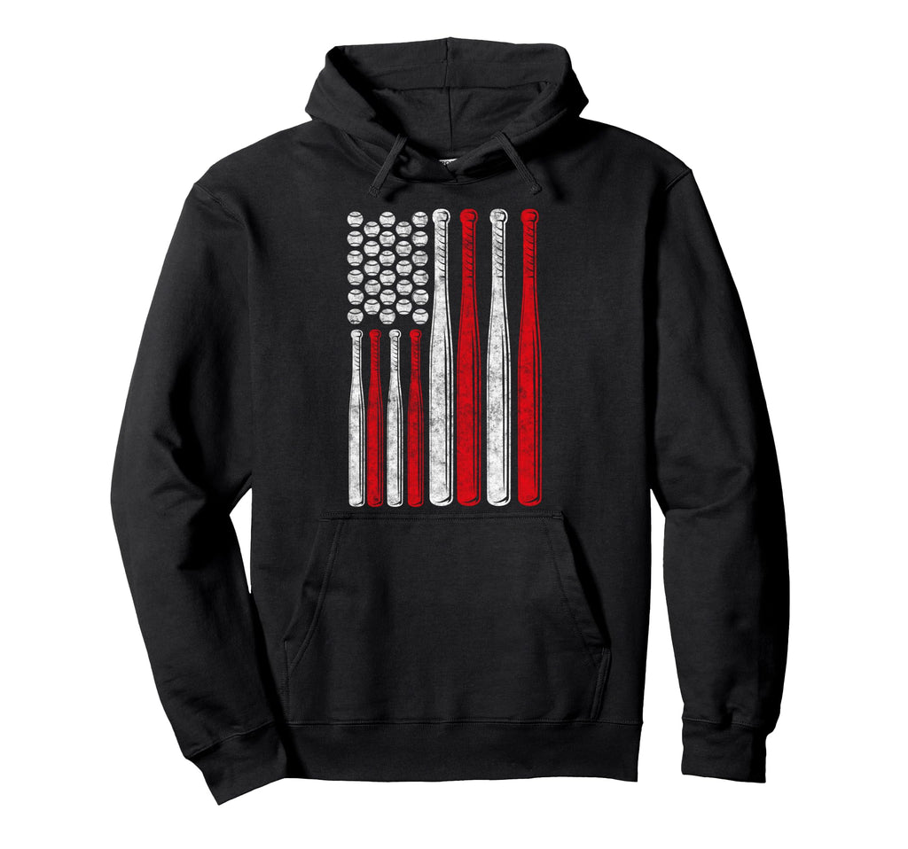 Baseball Us Flag Baseball Lover Dad Hoodie - Aesthetic Graphic Unisex - T-Shirt, Sweatshirt, Hoodie