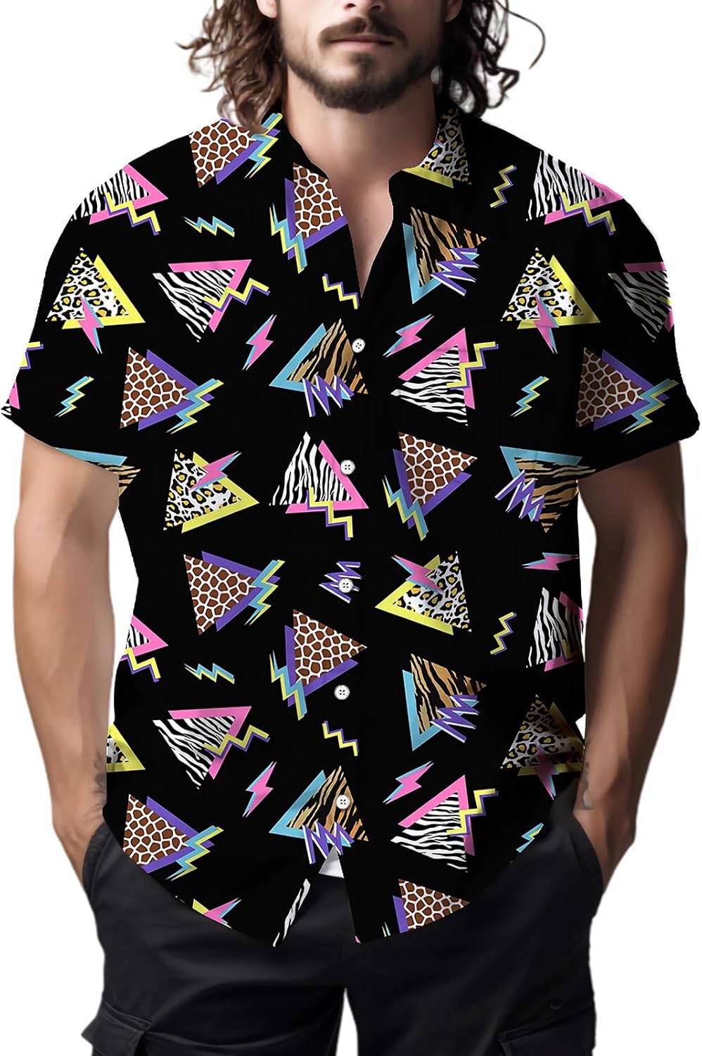 Mens 80s 90s for Men Casual Button Down Short Sleeve - Adult & Kids T-Shirts, Sweatshirts & Hoodies apparel design preview 1