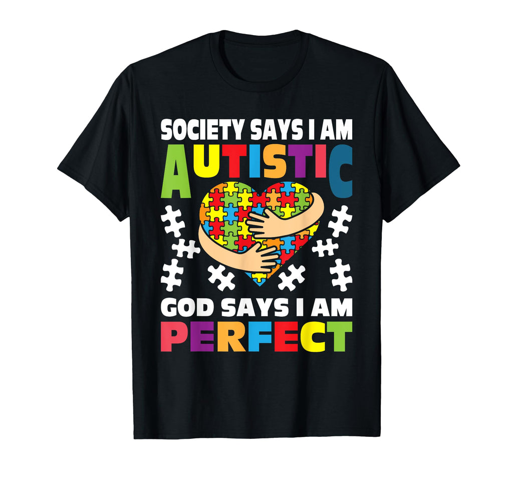 God Says I Am Autistic Puzzle Autism T-Shirt - Unique Graphic Unisex - T-Shirt, Sweatshirt, Hoodie