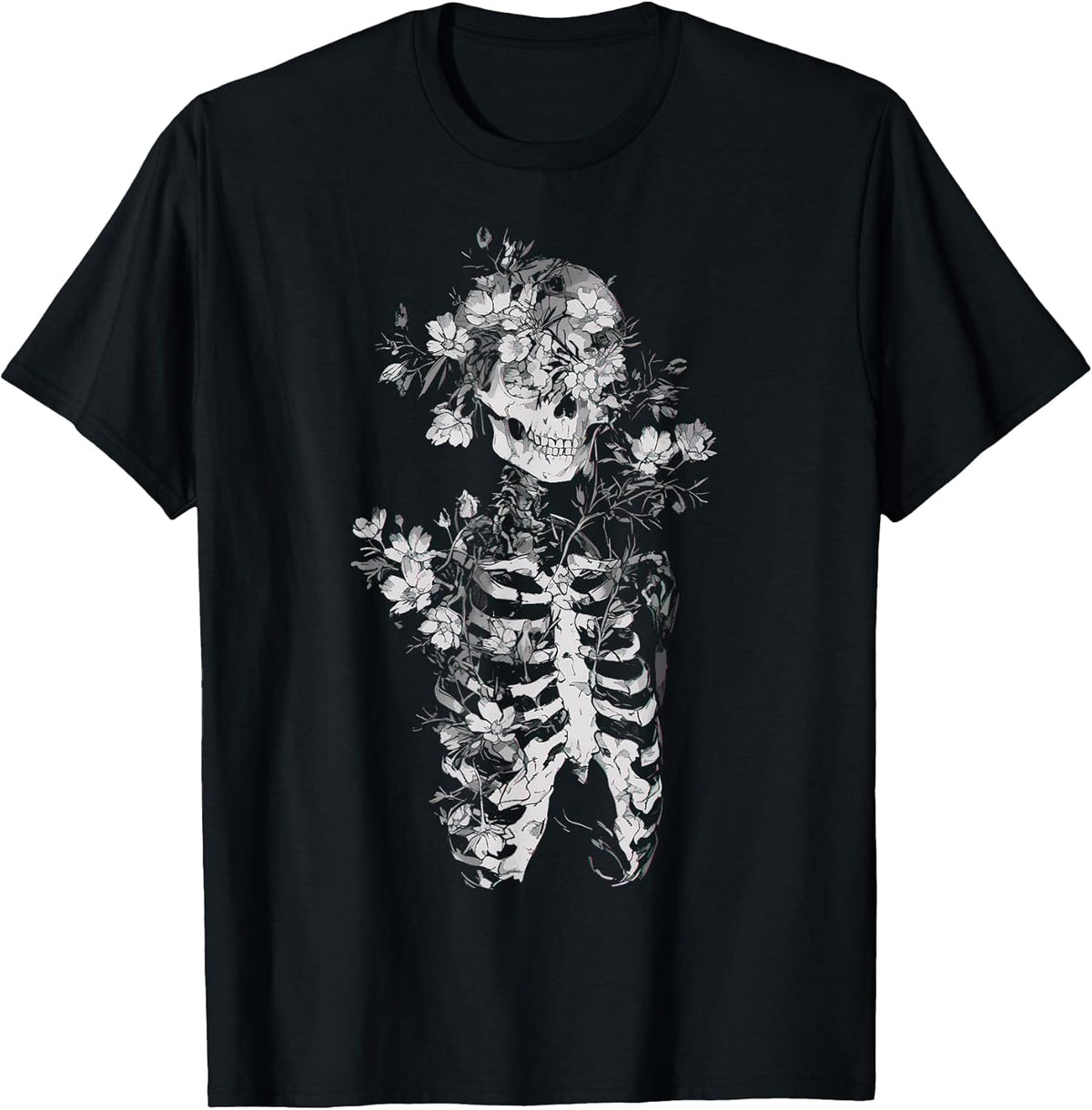 Floral Skeleton Flowers Goth Occult Death Dark Alt - Adult & Kids T-Shirts, Sweatshirts & Hoodies apparel design preview 1