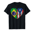 Puerto Rican Brazilian Flags Heart T-Shirt - Streetwear Style for Adults - T-Shirt, Sweatshirt, Hoodie
