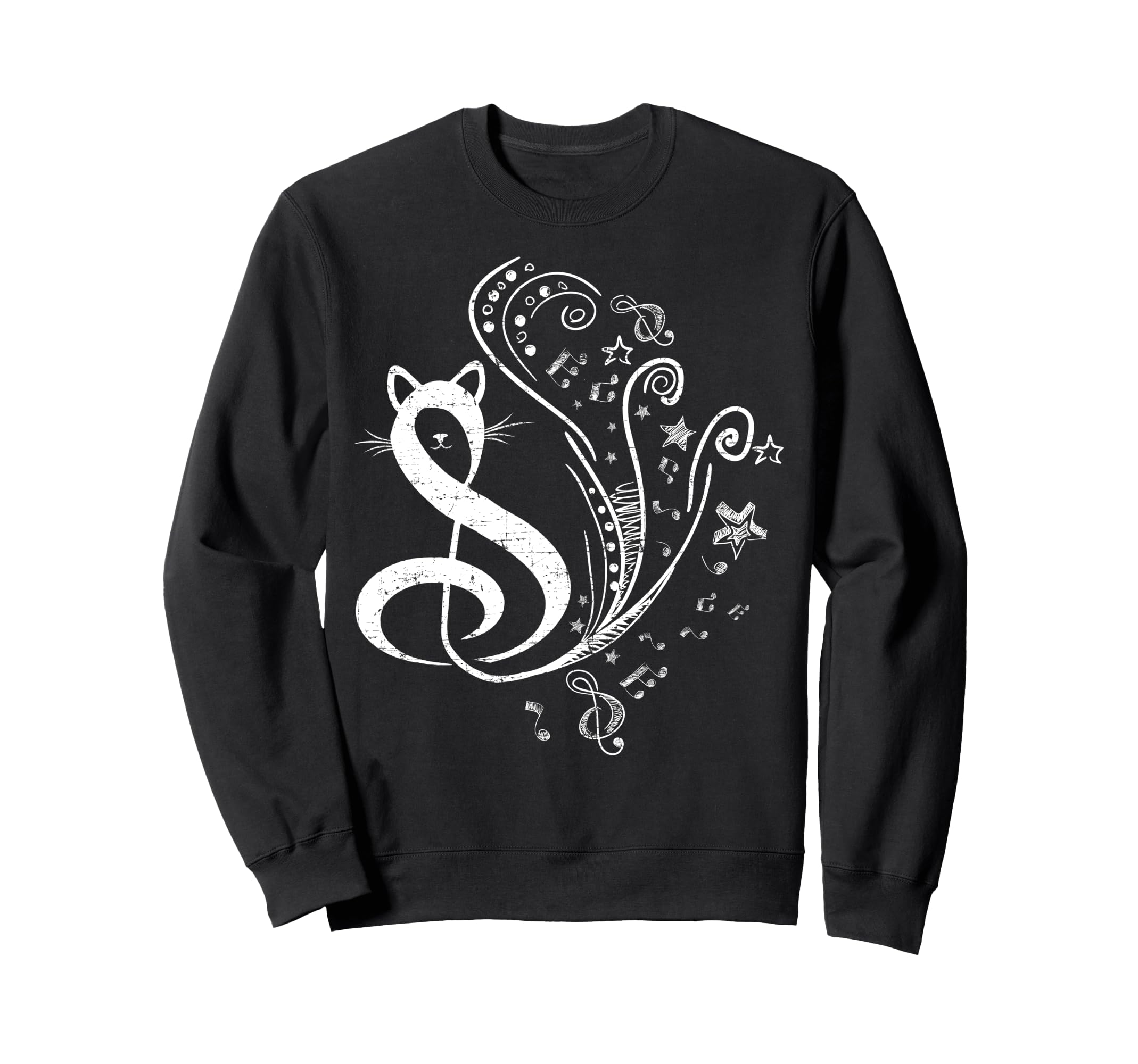 Cat Treble Clef Symbol Music Sweatshirt - Fun Novelty Design for Adults - T-Shirt, Sweatshirt, Hoodie