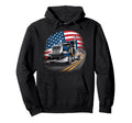American Flag Trucker Dad Big Rig Trailer Hoodie - Novelty Apparel Unisex - T-Shirt, Sweatshirt, Hoodie